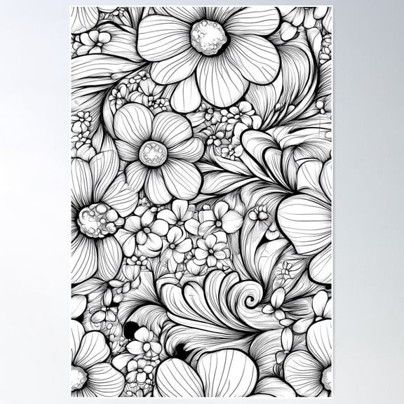 Zentangle Spring Floral Patterns With Early Bloomers (11 100) Poster Wall Art Modern Wall Decor For Living Room Bedroom Art