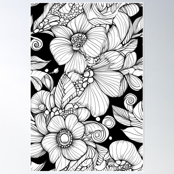 Zentangle Spring Floral Patterns With Early Bloomers (12 100) Poster Wall Art Modern Wall Decor For Living Room Bedroom Art