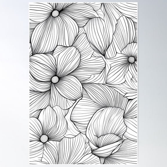 Zentangle Spring: Floral Patterns With Early Bloomers (15/100) Poster Wall Art, Modern Wall Decor For Living Room Bedroom, 12x18 UNFRAMED