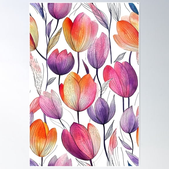 Zentangle Spring: Floral Patterns With Early Bloomers (27/100) Poster Wall Art, Modern Wall Decor For Living Room Bedroom, 8x12 UNFRAMED