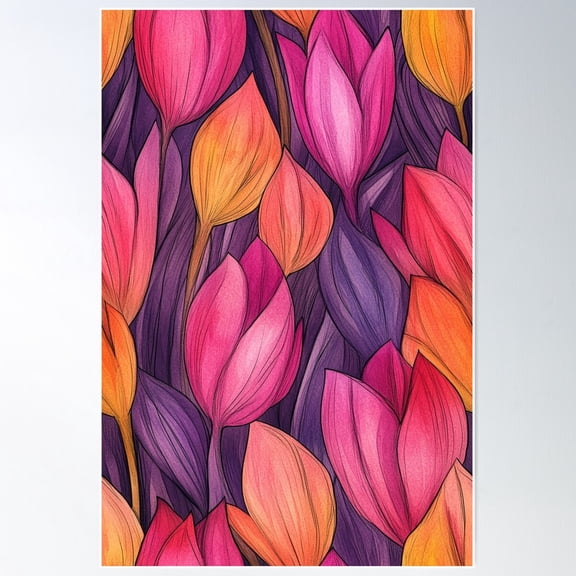 Zentangle Spring: Floral Patterns With Early Bloomers (28/100) Poster Wall Art, Modern Wall Decor For Living Room Bedroom, 8x12 UNFRAMED