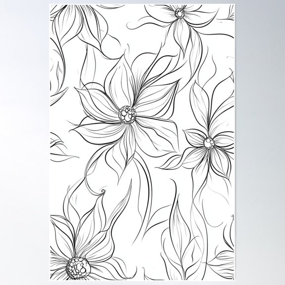 Zentangle Spring: Floral Patterns With Early Bloomers (29/100) Poster Wall Art, Modern Wall Decor For Living Room Bedroom, 12x18 UNFRAMED