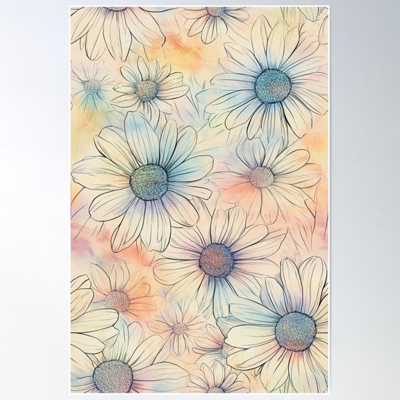 Zentangle Spring: Floral Patterns With Early Bloomers (37/100) Poster Wall Art, Modern Wall Decor For Living Room Bedroom, 12x18 UNFRAMED