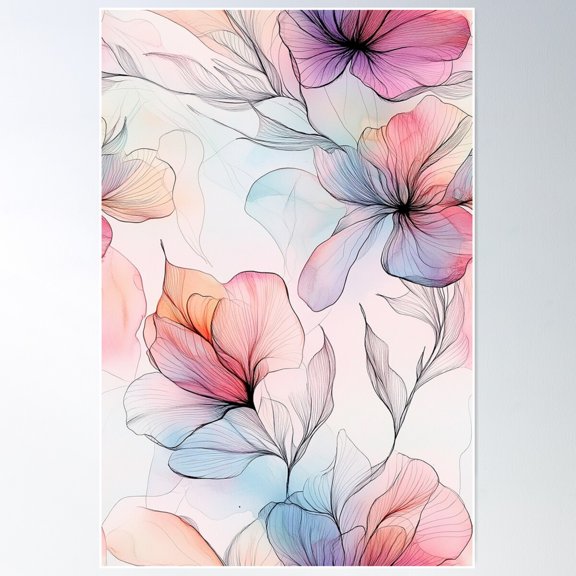 Zentangle Spring: Floral Patterns With Early Bloomers (41/100) Poster Wall Art, Modern Wall Decor For Living Room Bedroom, 8x12 UNFRAMED