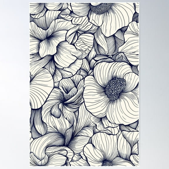 Zentangle Spring: Floral Patterns With Early Bloomers (6/100) Poster Wall Art, Modern Wall Decor For Living Room Bedroom, 8x12 UNFRAMED