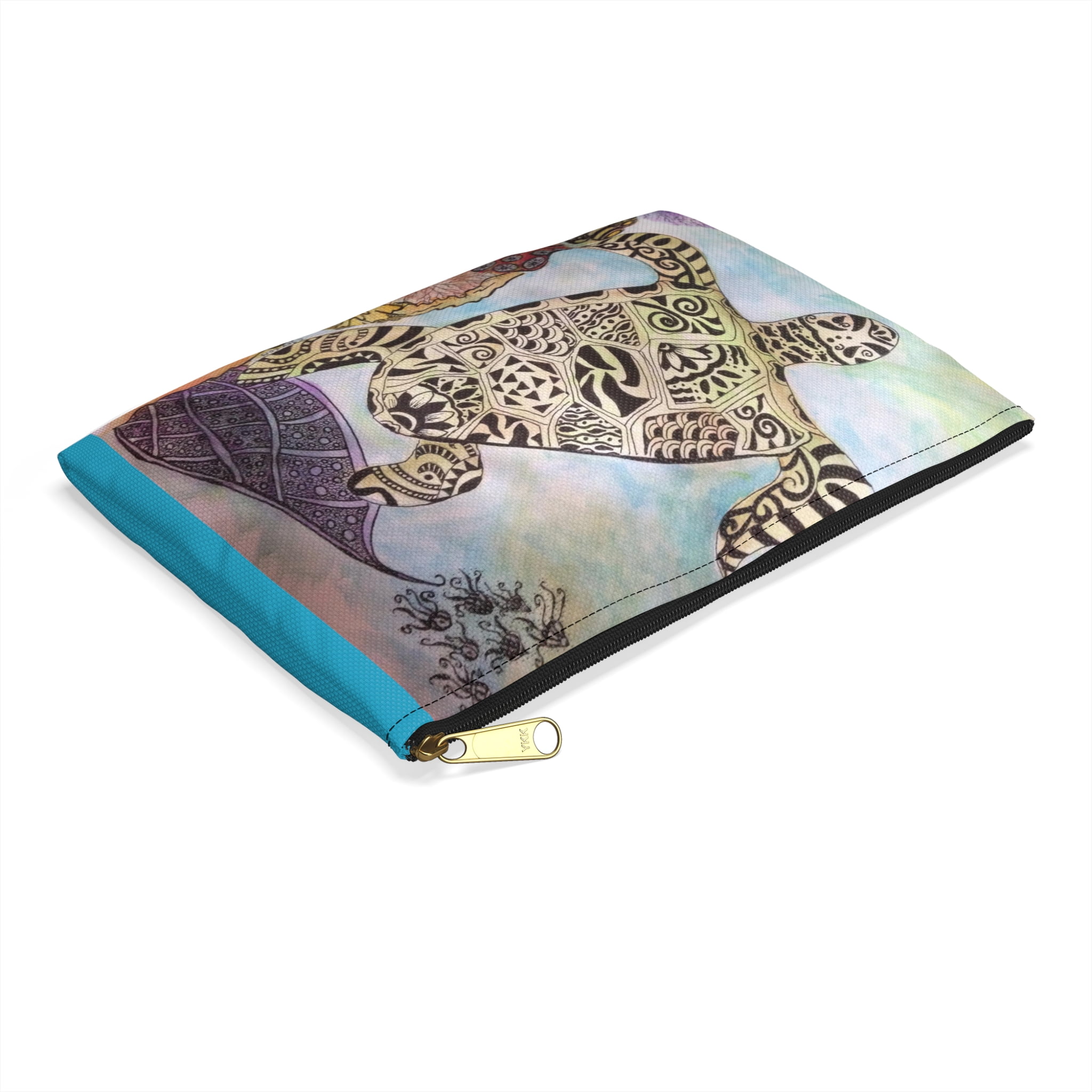 Zentangle Turtle Pouch  - Durable and Versatile Cosmetic Bag or Pencil Case