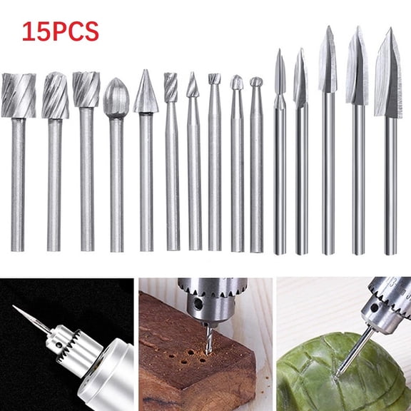 Zenthis Wood Carving Drill Bit Set Shank HSS Engraving Rotary Tool for Power Tools Accessory in Stock Wholesale 15pcs 1/8