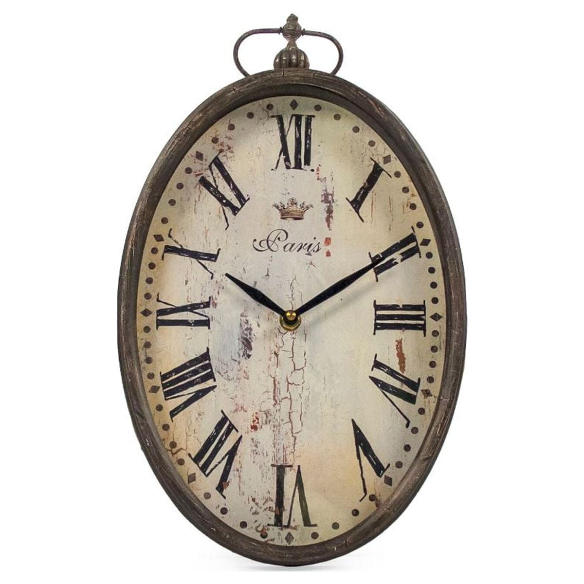 Zentique 14" Black and White Oval Distressed Finish Wall Clock