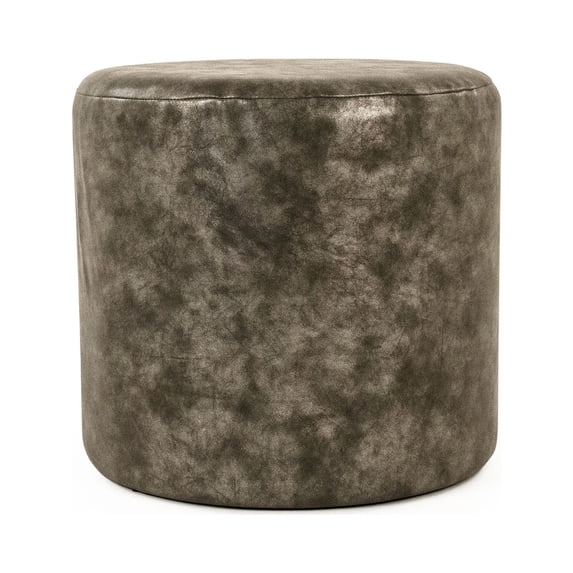 Zentique 16.5" Gray Distressed Finish Upholstered Accent Stool