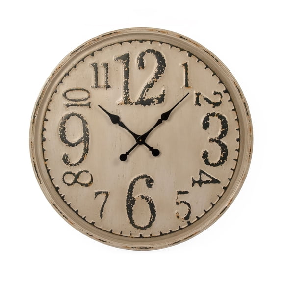 Zentique 32" Beige and Black Taupe Finish Round Wall Clock