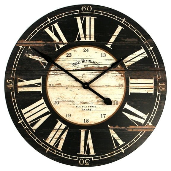 Zentique 32 in. Round Wooden Wall Clock