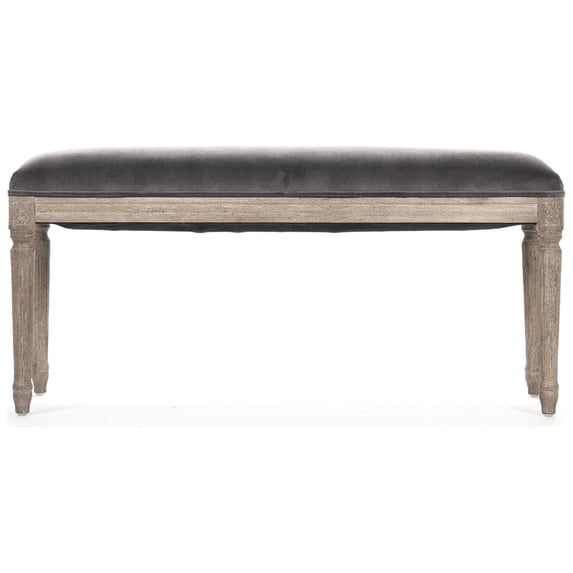 Zentique 40" Gray and Brown Lille Bench with Floral Design