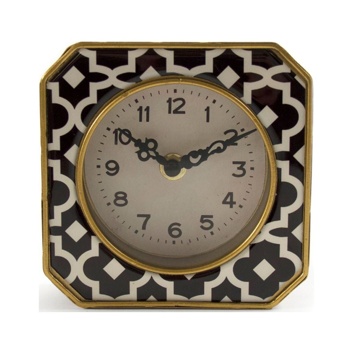 Zentique 5" Black and White Traditional Pattern Desk Clock