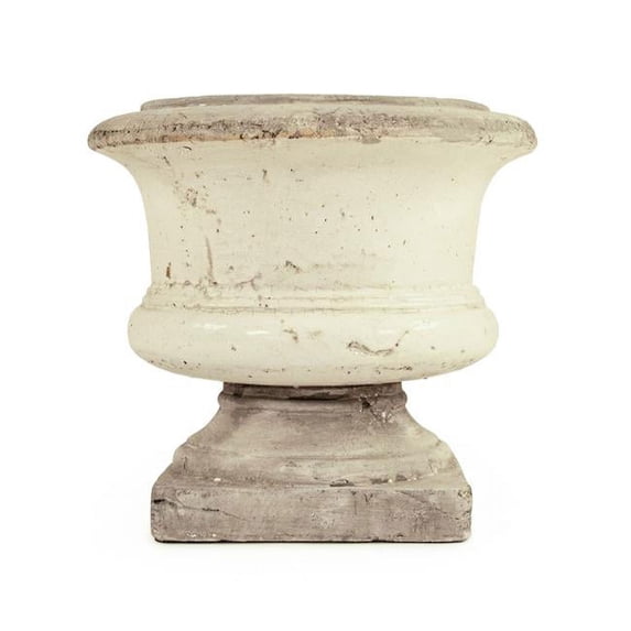 Zentique 6160L A25A Distressed Terracotta Urn Planter, Off-White - Large