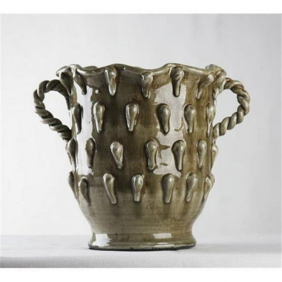 Zentique 7109 M Grey Ceramic Pot, Grey - 12 x 8 x 10 in.