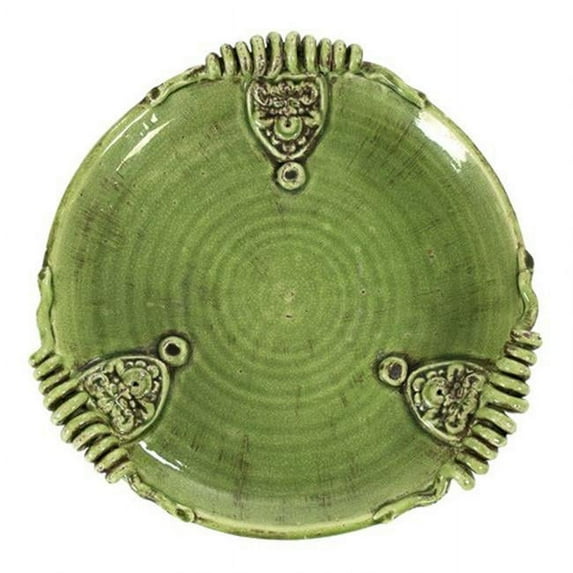 Zentique 8148 Green Ceramic Pottery, Green - 17.5 x 3 x 17.5 in.