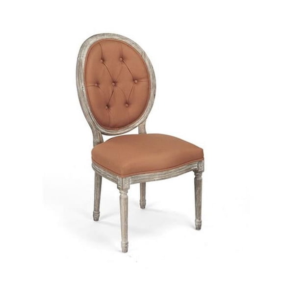 Zentique B004-Z E272 S Tufted Medallion Orange Linen Side Chair, 21 x 41 x 19 in.