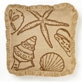 thumbnail image 1 of Zentique BP001 Brown Shells 20 in. Square Burlap Pillow Jute Brush Fringe, 20 x 20 in., 1 of 1