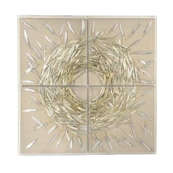 Zentique Brown and White Abstract Feather Square Wall Art Decor 15.75" x 15.75"