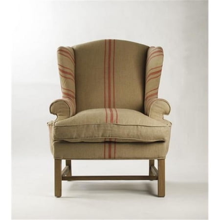 Zentique CF090 E255-3 A033 Red Stripe Fabien Club Chair, English Khaki Linen with Red Stripe - 33 x 43 x 34 in.