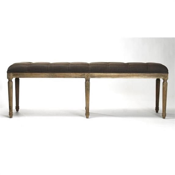Zentique CFH034-3 E272 A008 Louie Tufted Bench- Aubergine Linen - 54 x 19 x 16 in.