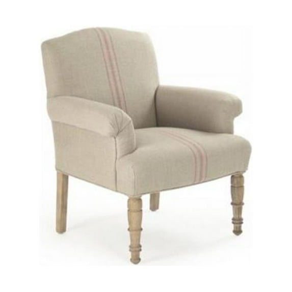 Zentique CFH132 E272 Red Stripe 36 x 38 x 28 in. Rana Arm Chair, Khaki Linen & Red Stripe