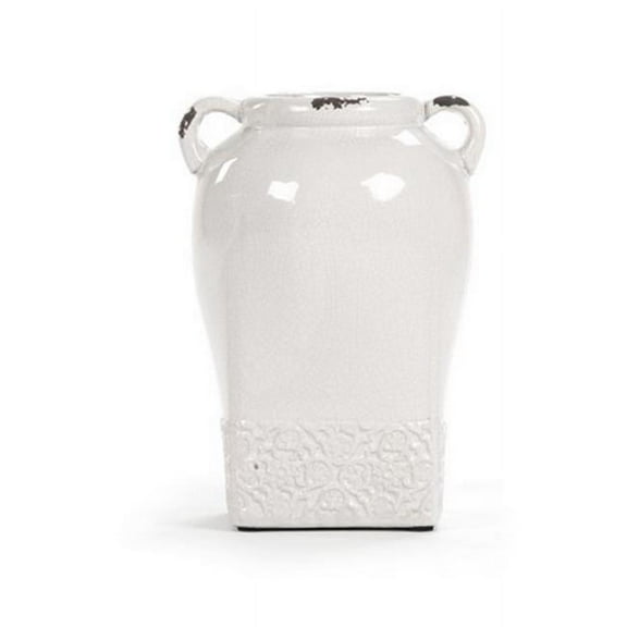 Zentique Ceramic Jar with Distressed Crackle White