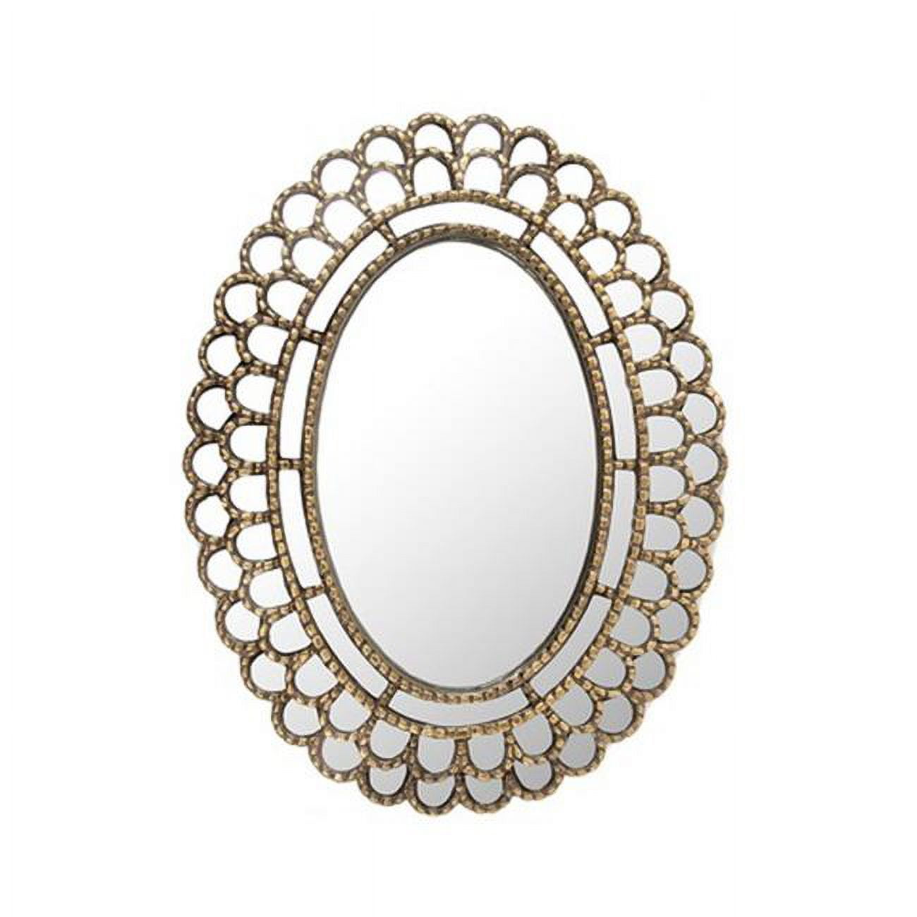 Antique Gold Rectangular Wood-Textured Flueur Wall Mirror