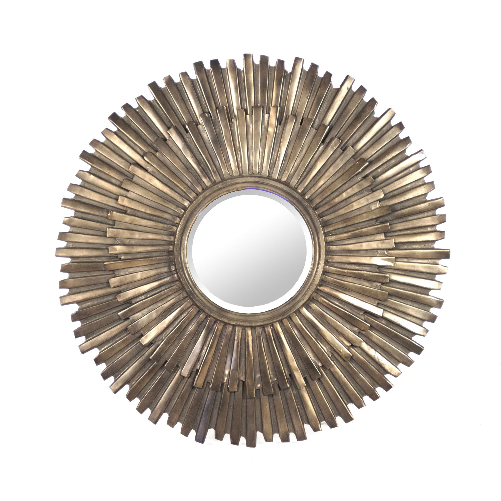 Elegant Sunburst Round Wall Mirror in Antique Gold, 39.5"