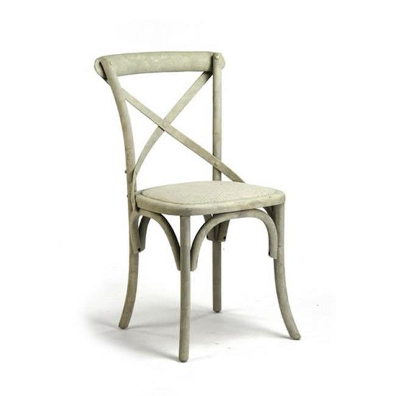 Distressed White Cross Back Cane Side Chair