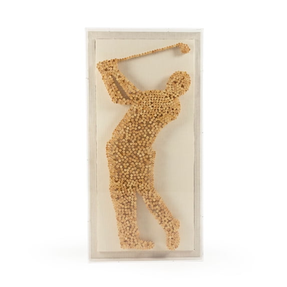 Zentique Gold and Ivory Golfer Rectangular Framed Wall Art 39.5" x 19.75"