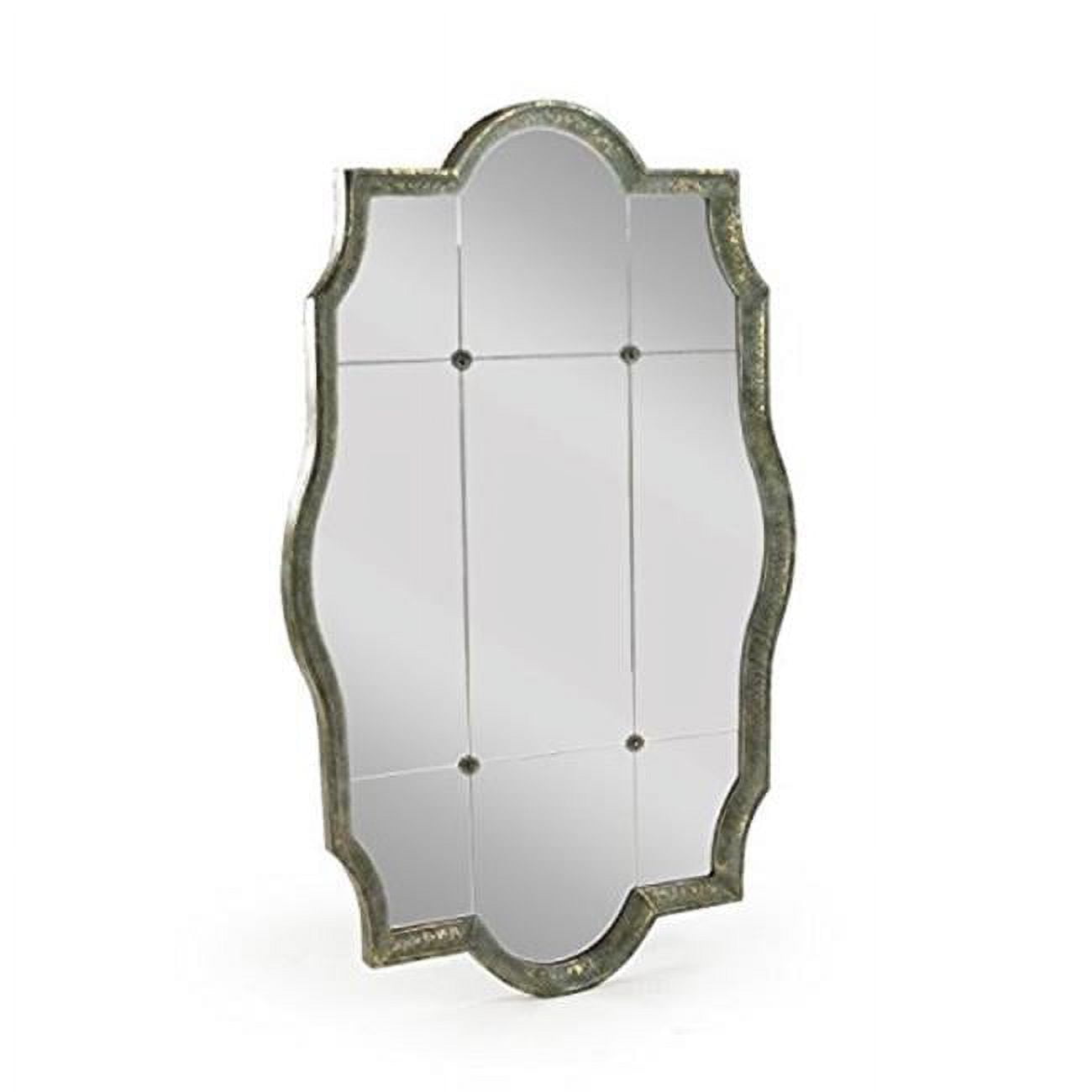 Antique Blue Rectangular Josse Wall Mirror with Aged Rosettes