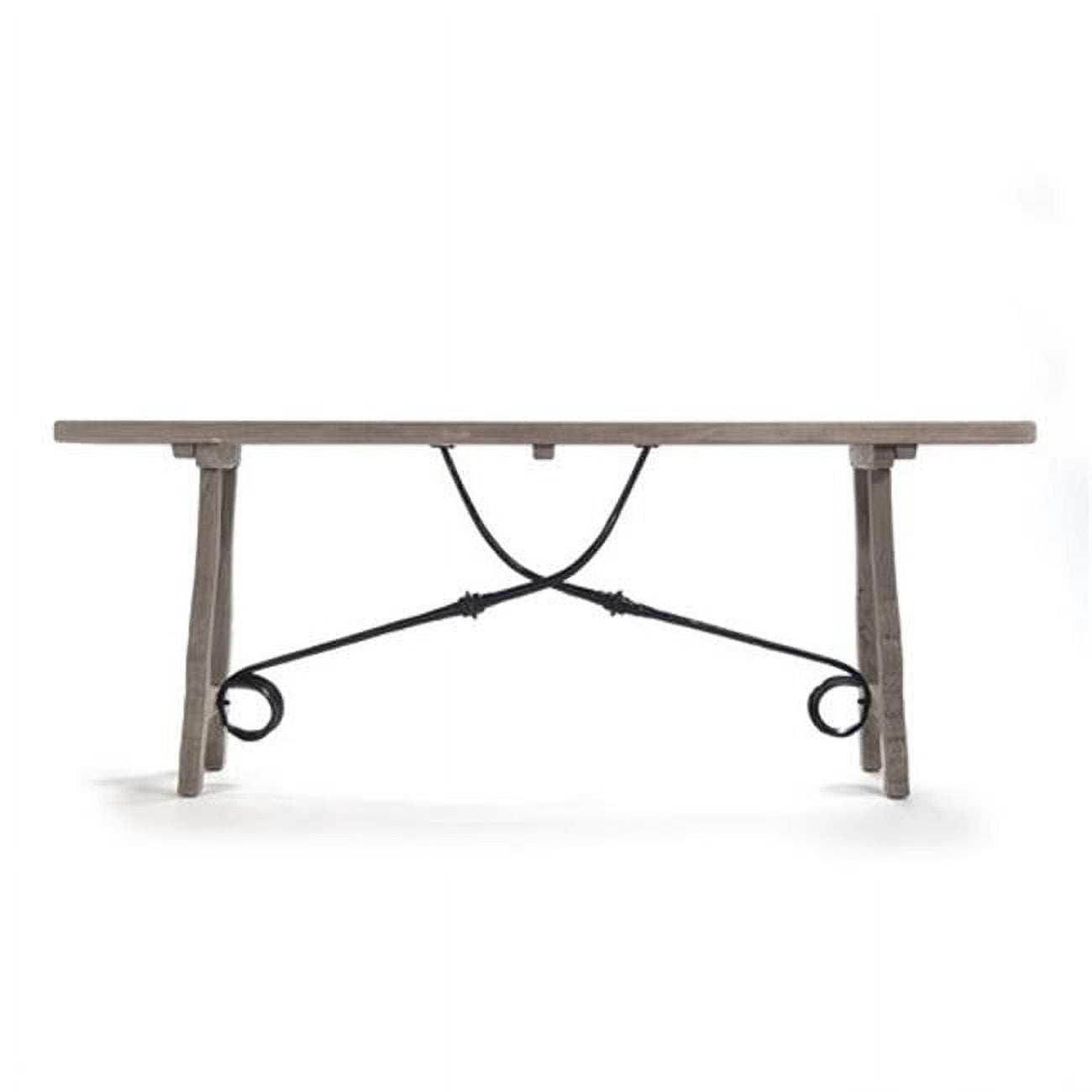 Zurich 88.5'' Dry Natural Elm and Black Metal Console Table