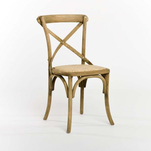 Natural Oak and Metal Cross Back Side Chair