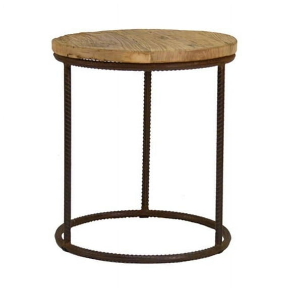 Zentique RURST-1S Rustique Round End Table, 22 x 24.5 x 22 in.