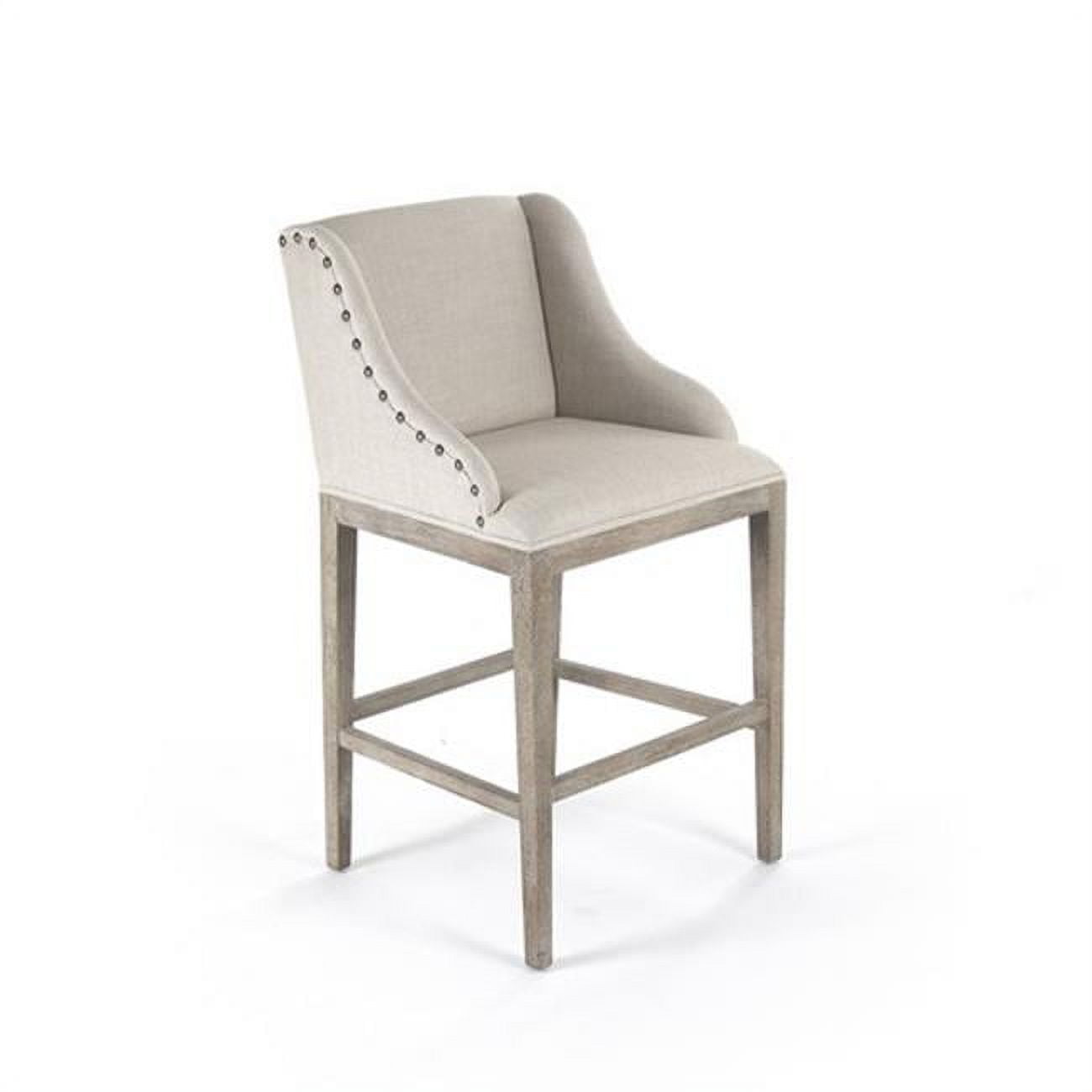 Connor Adjustable Linen Upholstered Barstool in Limed Grey Oak