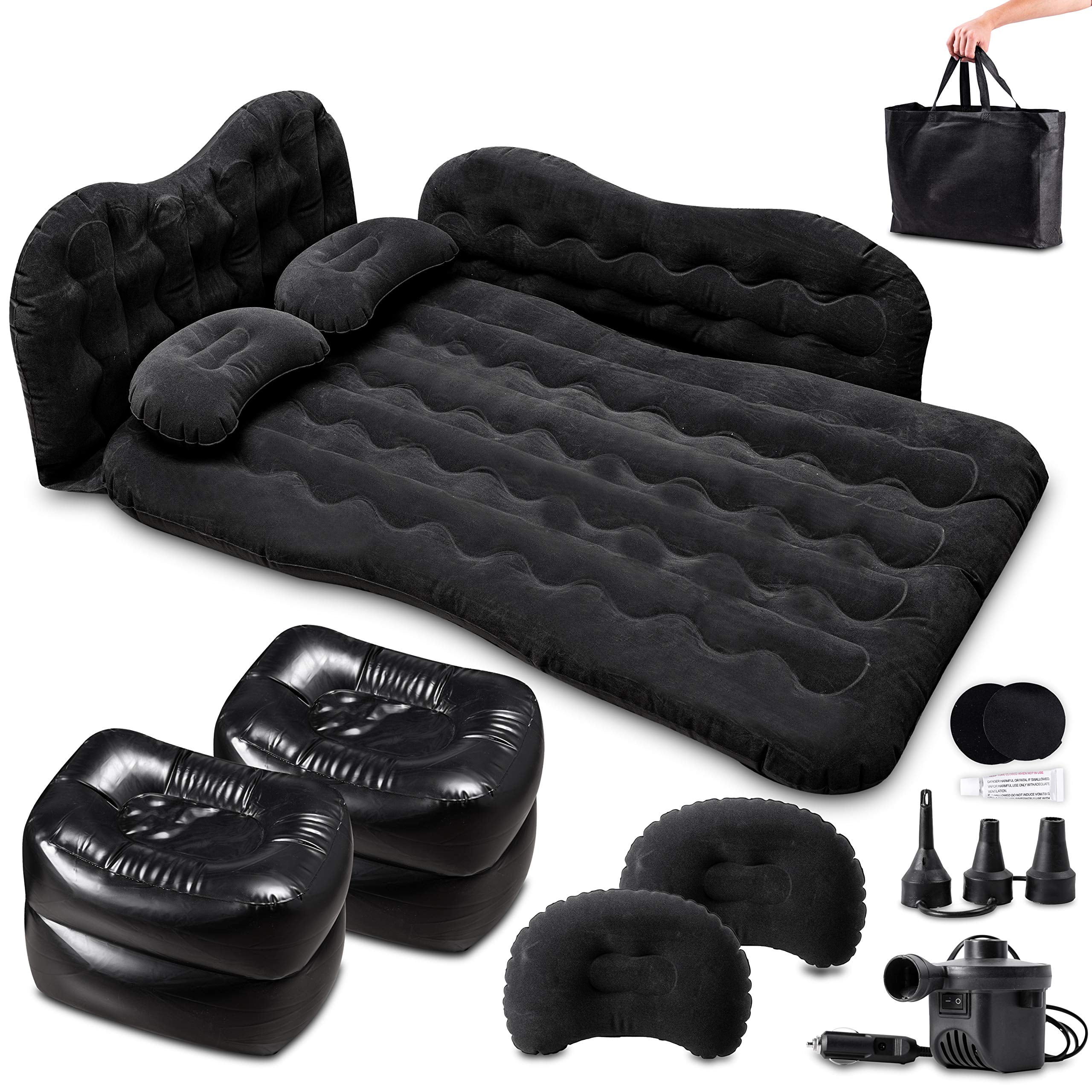 Zento Deals Inflatable Car Air Mattress Car Travel Bed with Two