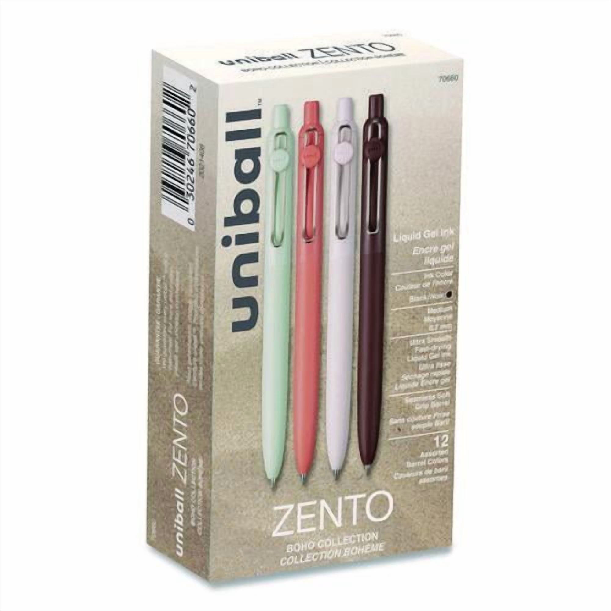 【RT-195151 】 uni-ball ZENTO 5本セット Zento Gel Pen, Retractable, Medium 0.7 mm, Black Ink, Assorted
