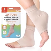 ZenToes Achilles Tendon Compression Sleeve with Heel Padding, 1 Pair, Beige