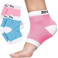 thumbnail image 1 of Zentoes Moisturizing Heel Socks 2 Pairs Gel Lined Toeless Spa Socks to Heal and Treat Dry, Cracked Heels While You Sleep (Cotton, Blue and Pink), 1 of 9