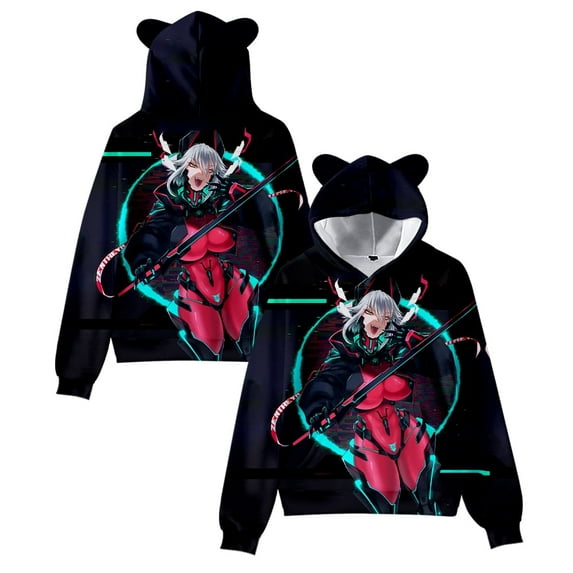 Zentreya 3D printed role-playing male/female bear ear Kawaii hoodie casual long sleeved sports shirt