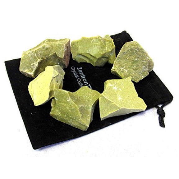 Zentron Crystal Collection: 1/2 Pound Natural Rough Green Opal Stones Velvet Bag