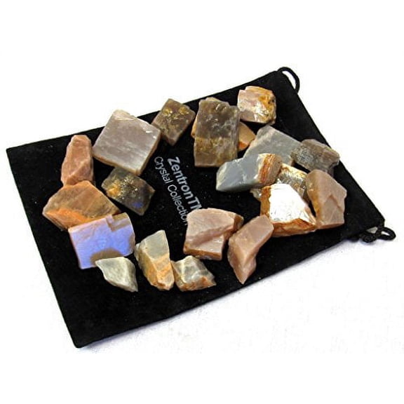 Zentron Crystal Collection: 1 Pound Natural Rough Multi-Colored Moonstone Stones