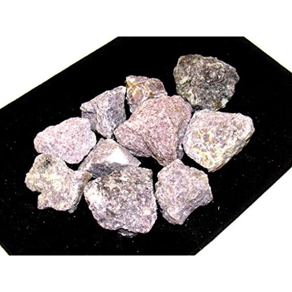 Zentron Crystal Collection: 1 Pound Rough Natural Lepidolite Stones with Velvet Bag