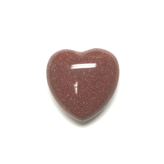 Zentron Crystal Collection: 30MM 1" Red Goldstone Puff Heart in Velvet Bag