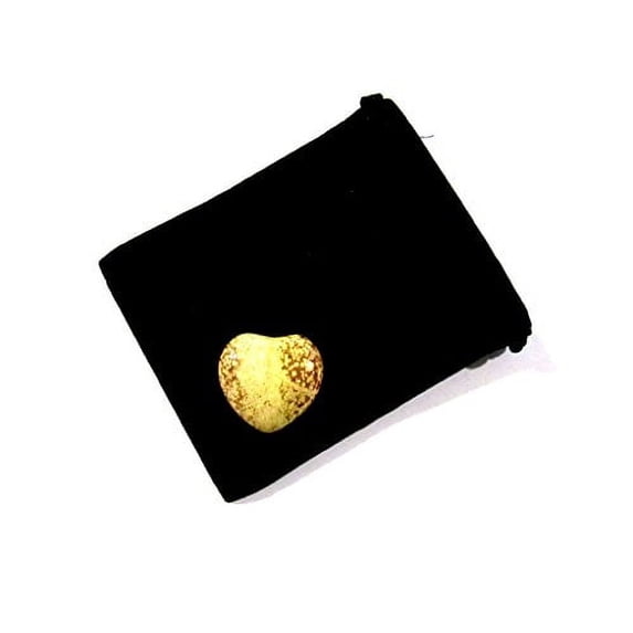 Zentron Crystal Collection: 30MM Fancy Jasper Puff Heart All Natural Gemstone Crystal with Velvet Pouch