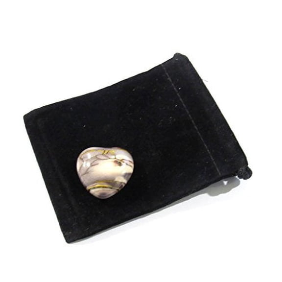 Zentron Crystal Collection: 30MM Mookiate Puff Heart All Natural Gemstone Crystal with Velvet Pouch