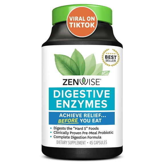 Zenwise Digestive Enzymes with Probiotics and Prebiotics Supplement, Digestive Health, 45 Count