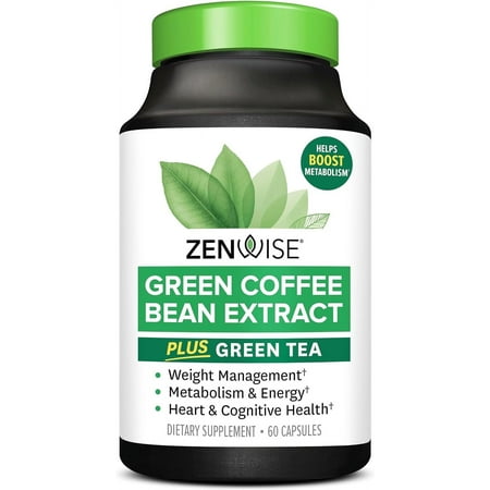 Zenwise Health Green Tea Extract with Green Coffee Bean Extract - Vegan Skin & Heart Support + Brain Health & Memory Boost - 60 Count