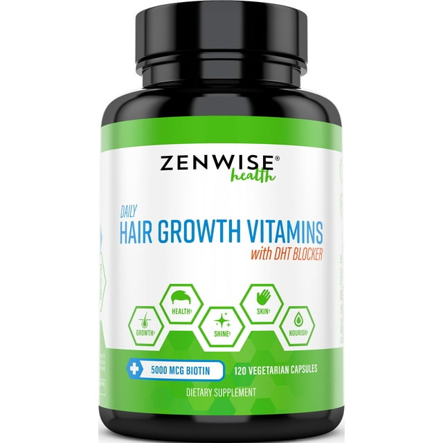 Zenwise Health, Hair Growth Vitamins Supplement 5000 mcg Biotin & DHT